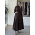 MissWhence 39807 Fermuar ve Dikiş Detaylı Poplin Elbise Kahverengi