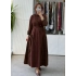 Misswhence Düğme Detaylı Tafta Elbise 40824 Taba