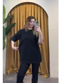 Oversize Basic Düz T-Shirt - SİYAH
