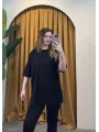 Oversize Basic Düz T-Shirt - SİYAH