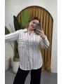 Oversize Çizgili Gömlek - BEYAZ