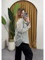 Oversize Çizgili Gömlek - HAKİ