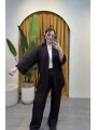 İkili Pileli Kimono Takım - ACI KAHVE