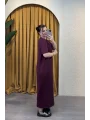 Taşlı Modal Shine Elbise - BORDO