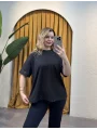 Sim Detay Oversize T-Shirt- SİYAH