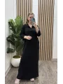 Polo Yaka Modal Basic Elbise - SİYAH