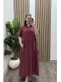 Pileli Cep Detay Gömlek Elbise