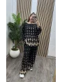 Balık Desen Yarasakol Takım - KAHVERENGİ