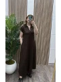 Cepli Polo Yaka Modal Elbise - KAHVERENGİ