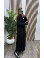 Cepli Polo Yaka Modal Elbise -SİYAH