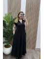 Cepli Polo Yaka Modal Elbise - SİYAH