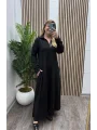 Cepli Polo Yaka Modal Elbise -SİYAH