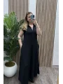 Cepli Polo Yaka Modal Elbise - SİYAH