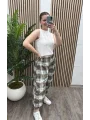 Ekoseli Oversize Pantolon - HAKİ