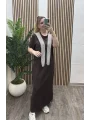 Elegance Modal Bağlamalı Elbise - KAHVERENGİ