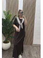 Elegance Modal Bağlamalı Elbise - KAHVERENGİ