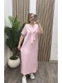Elegance Modal Bağlamalı Elbise - TOZ PEMBE