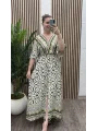 Etnik Desen Salaş Elbise - YEŞİL