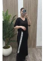 Fular Detay Cepli Modal Elbise - SİYAH
