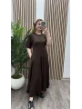 Godeli Modal Cepli Elbise - KAHVERENGİ