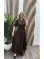 Godeli Modal Cepli Elbise - KAHVERENGİ