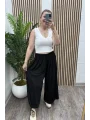 İpli Şalvar Pantalon - SİYAH