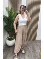 İpli Şalvar Pantalon - EKRU
