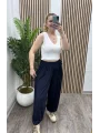 İpli Şalvar Pantalon - LACİVERT