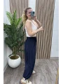 İpli Şalvar Pantalon - LACİVERT