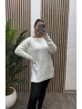 Kayık Yaka Triko Kazak - BEYAZ