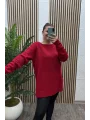 Kayık Yaka Triko Kazak - KIRMIZI