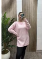 Kayık Yaka Triko Kazak - PEMBE