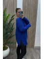 Kayık Yaka Triko Kazak - SAKS MAVİ