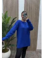 Kayık Yaka Triko Kazak - SAKS MAVİ