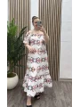 Madonna Yaka Viskon Elbise - BEYAZ