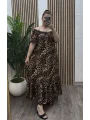 Madonna Yaka Viskon Elbise - LEOPAR