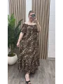 Madonna Yaka Viskon Elbise - LEOPAR