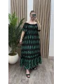 Madonna Yaka Viskon Elbise - YEŞİL