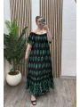 Madonna Yaka Viskon Elbise - YEŞİL