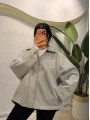 Oversize Kaşe Ceket - Gri