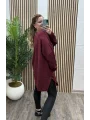 Oversize Taş Detaylı Modal Bluz - BORDO