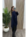 Oversize Taş Detaylı Modal Bluz - LACİVERT