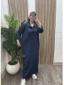 Polo Yaka Modal Basic Elbise - LACİVERT