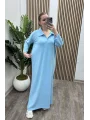 Polo Yaka Modal Basic Elbise - MAVİ