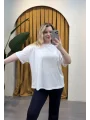 Sim Detay Oversize T-Shirt- BEYAZ