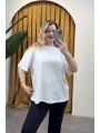 Sim Detay Oversize T-Shirt- BEYAZ