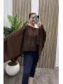 Sim Detay Triko Panço - KAHVERENGİ