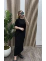 Taşlı Modal Shine Elbise - SİYAH