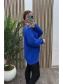 V Yaka Selanik Triko Bluz - SAKS MAVİ