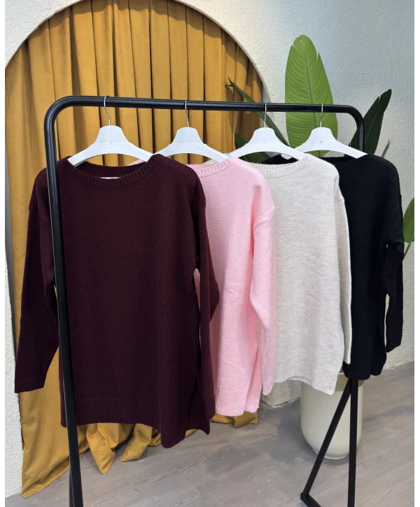 Oversize Kayık Yaka Kazak